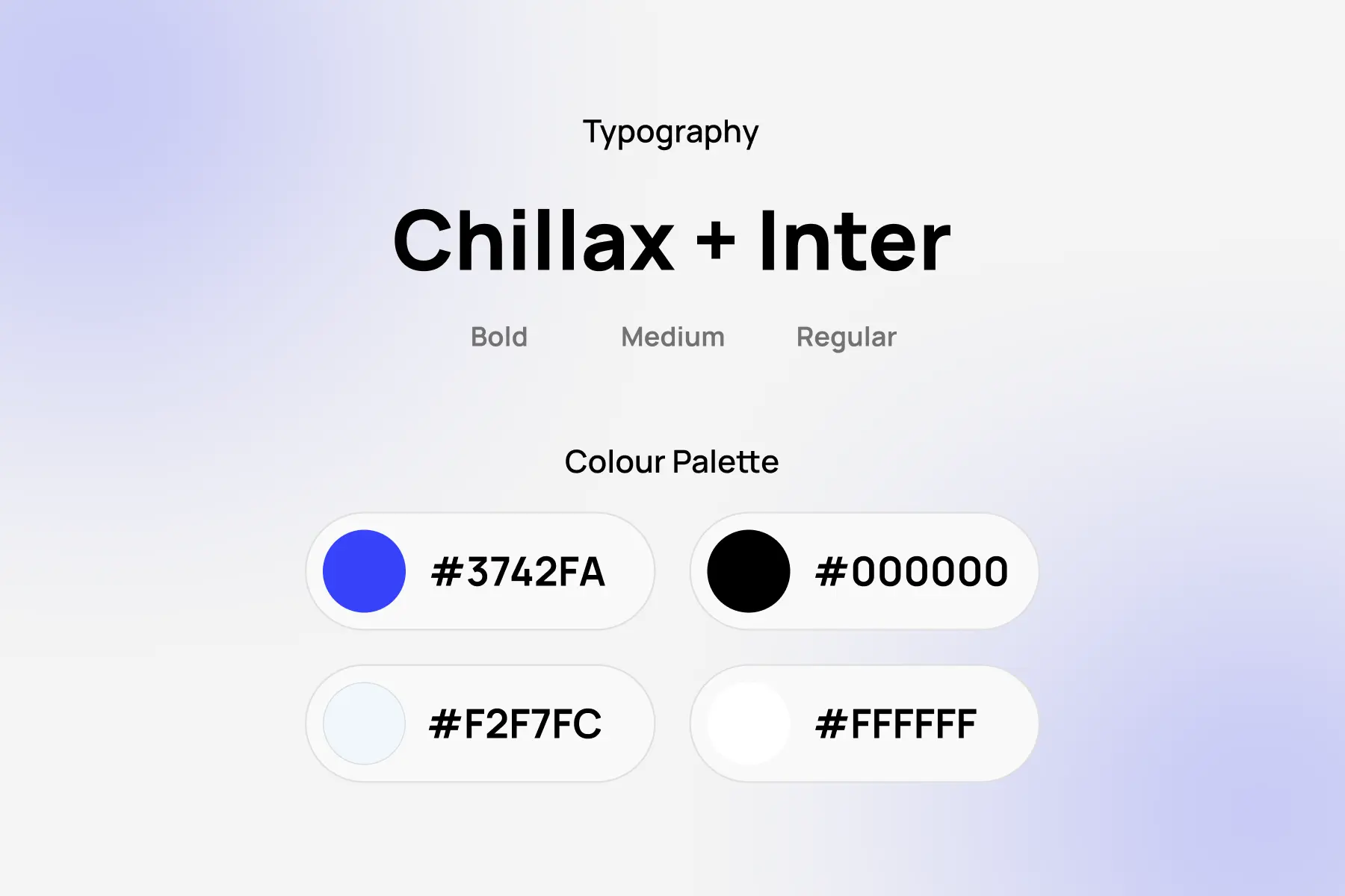 Chillax + Inter Typography and Color Palette