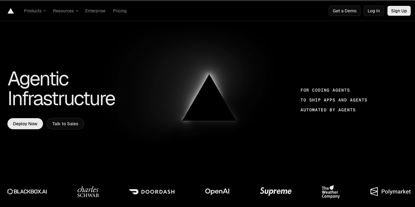 Vercel website design example for modern B2B SaaS businesses