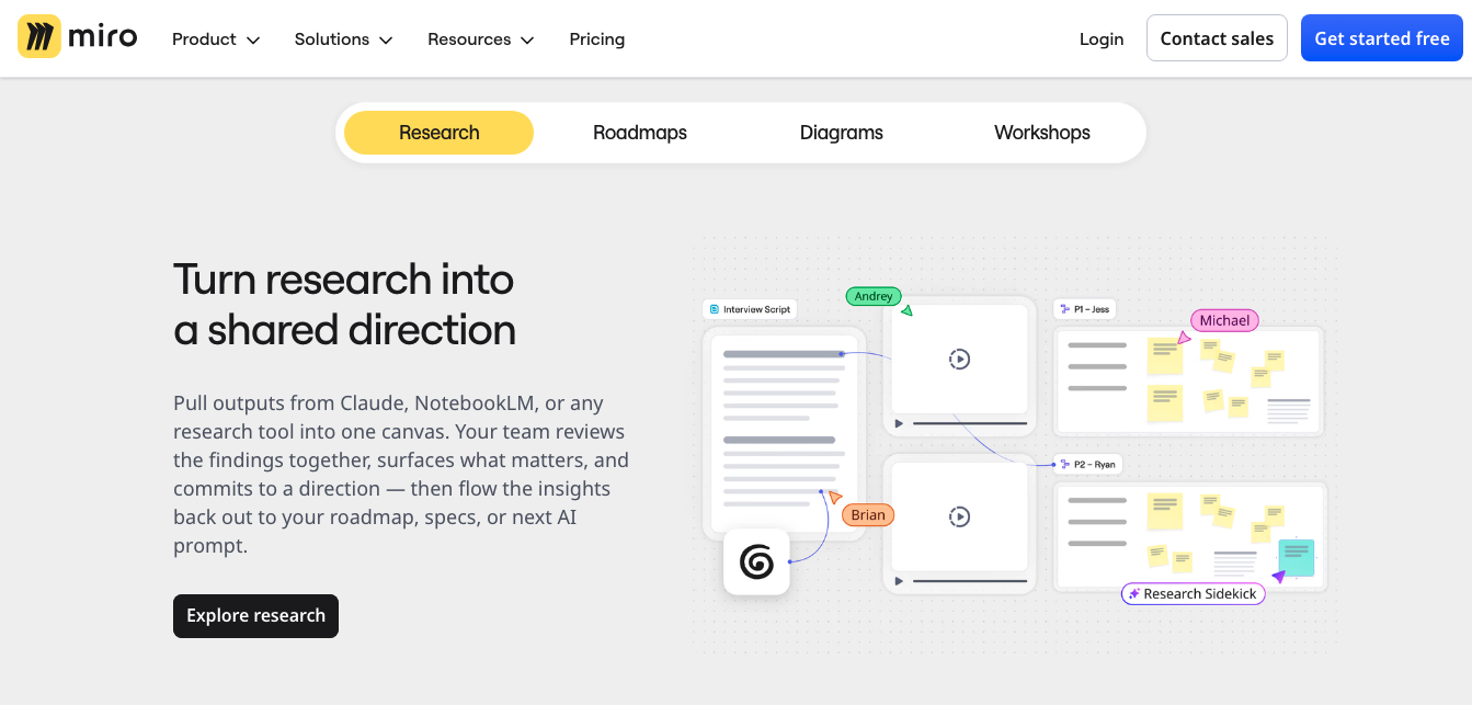 Miro website design example for modern B2B SaaS businesses