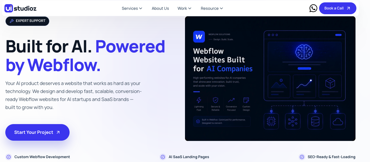- Uistudioz — Webflow Development for AI Companies