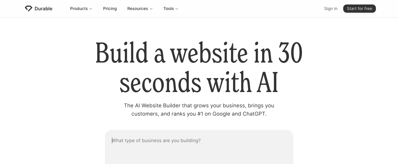 Durable AI - AI website builder