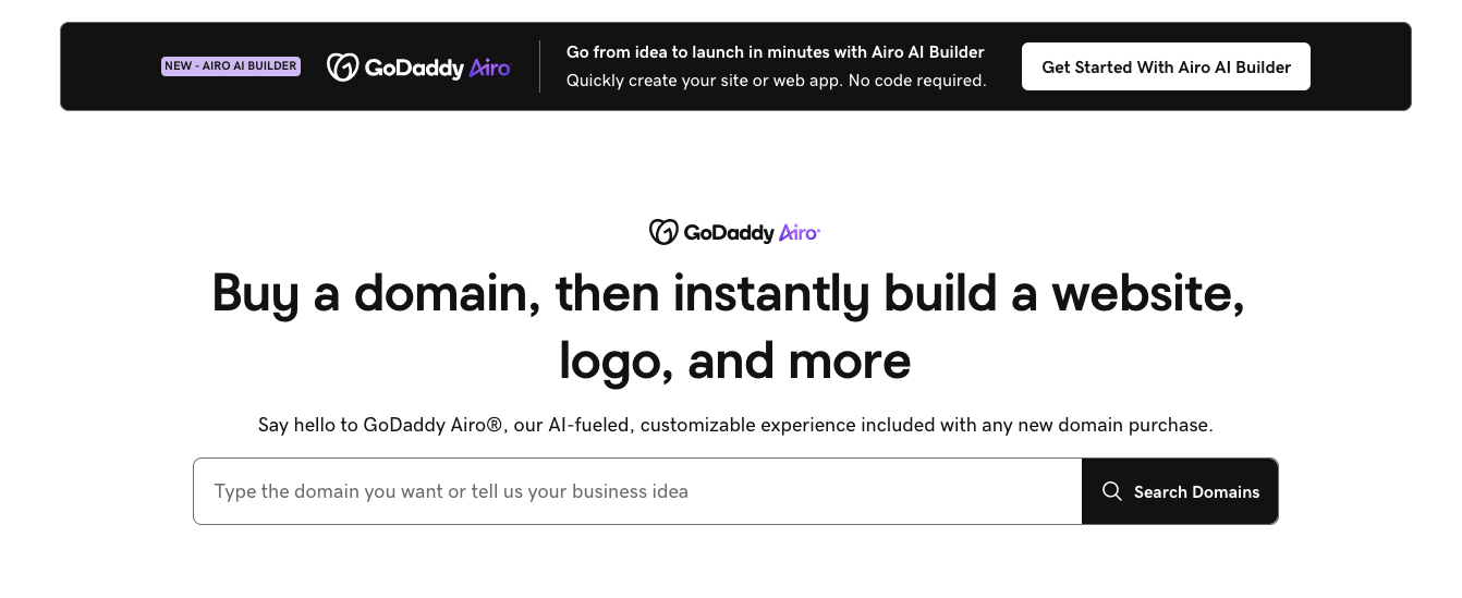 GoDaddy Airo - AI website builder