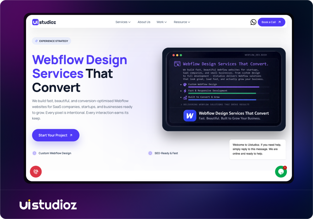 Webflow design services website